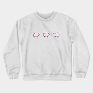 Three Cute Pink Pigs Right Crewneck Sweatshirt